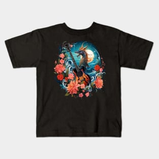 Blue Shrimp Playing Guitar Kids T-Shirt